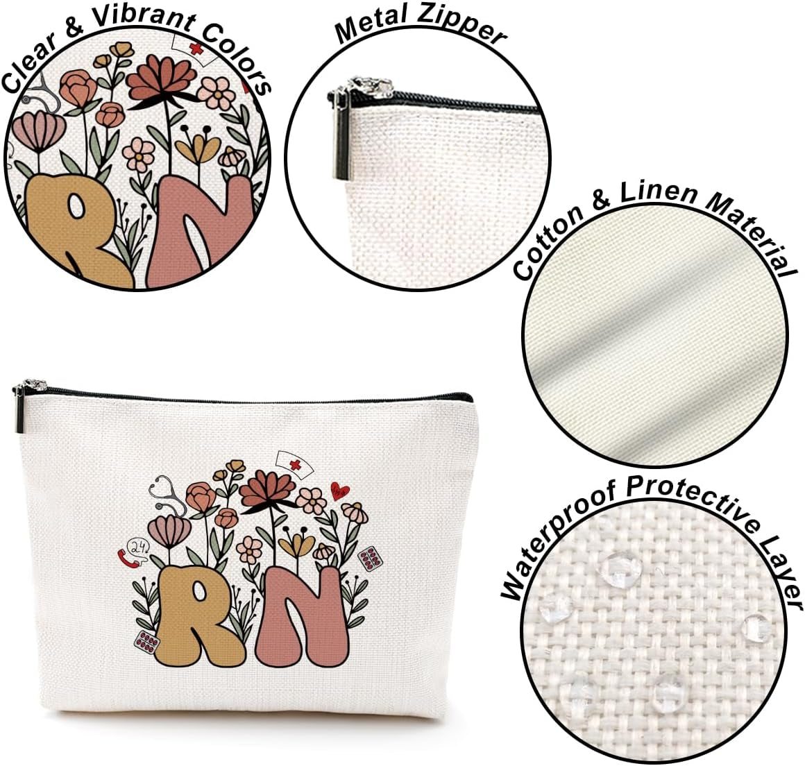Inspirational RN Gifts for Nurses Makeup Bag Nursing Gifts Nurse Accessories Cosmetic Bag for Women Nurse Practitioner Nurse Medical Assistant Coworker Nursing Student Appreciation Christmas Birthday