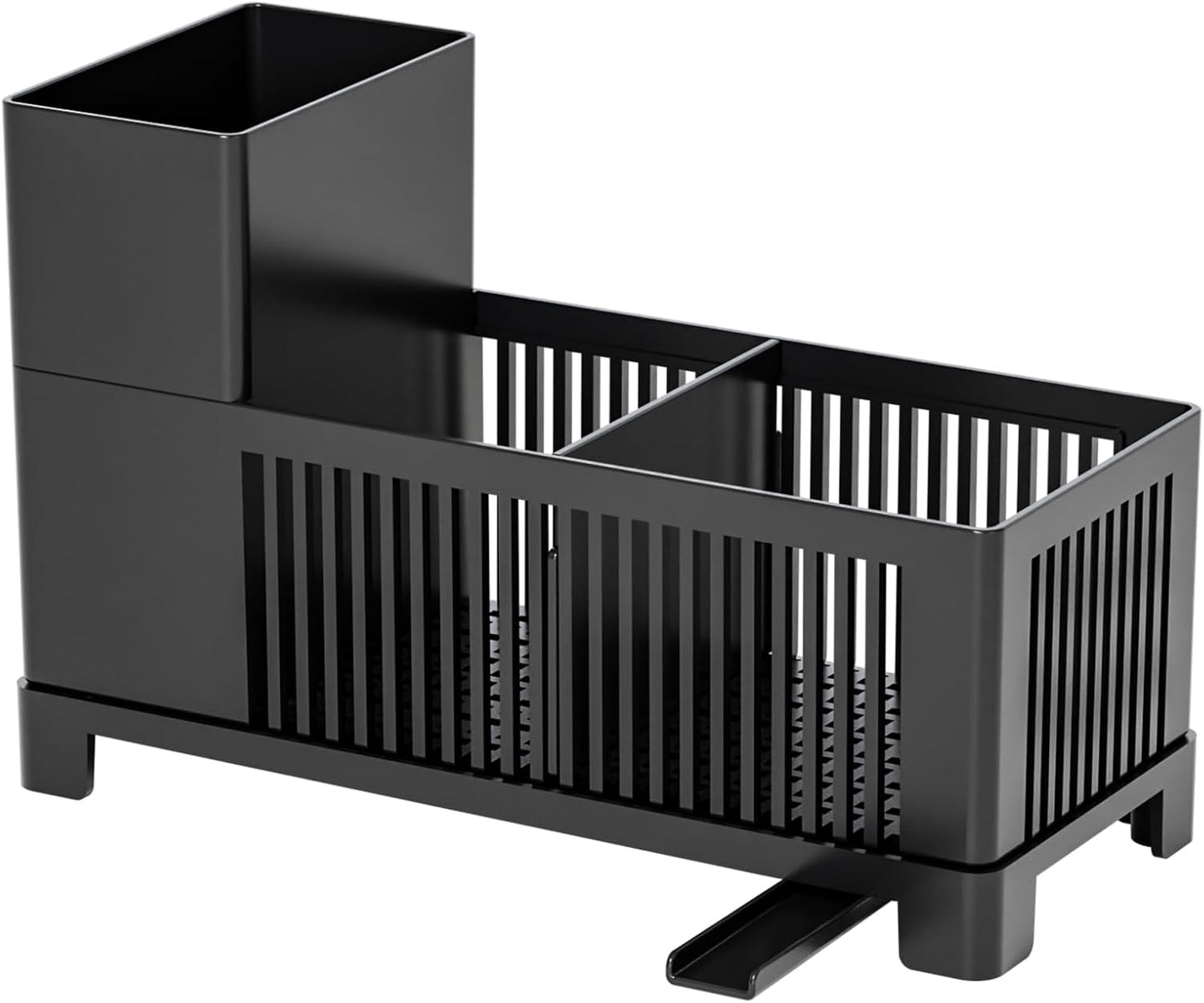 Rustproof Kitchen Sink Organizer for Countertop,Multifunctional Sink Organizer Caddy & Organization,Scrub Brush and Sponge Holder,Plastic Sink Storage Rack,Sponge Drain Rack,Dish Soap Dispenser,Black