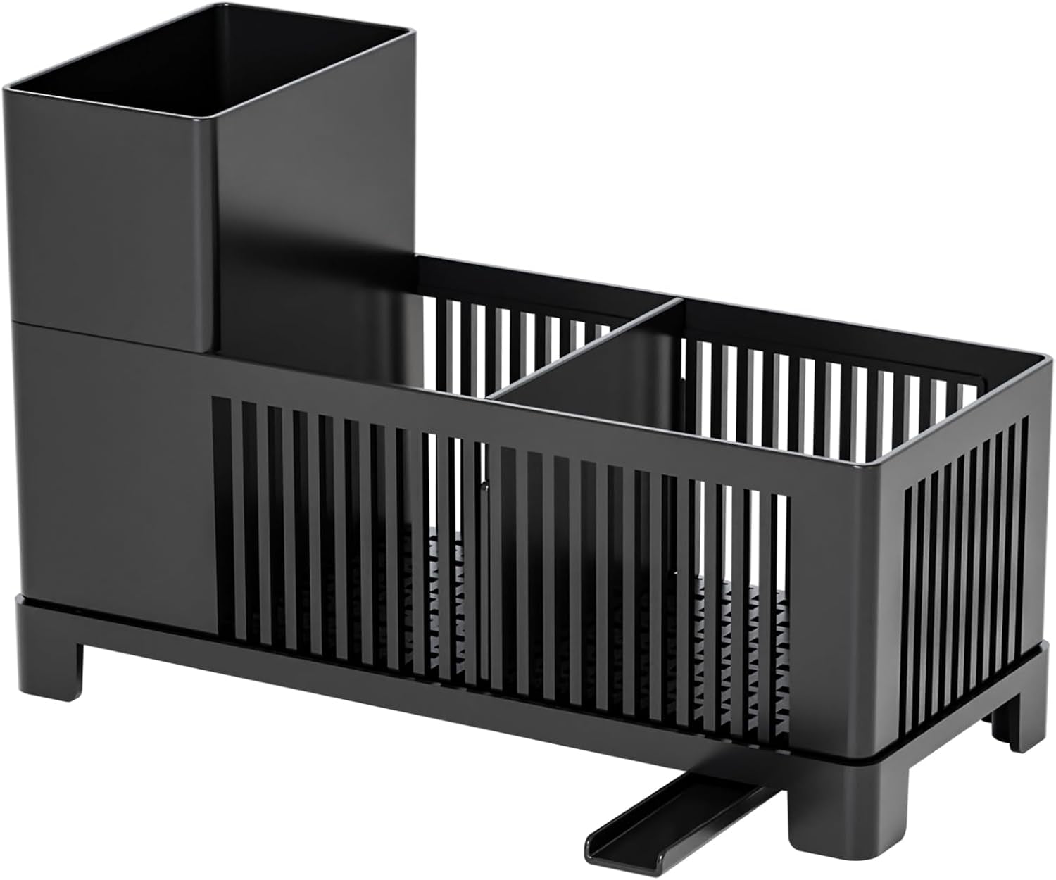 Rustproof Kitchen Sink Organizer for Countertop,Multifunctional Sink Organizer Caddy & Organization,Scrub Brush and Sponge Holder,Plastic Sink Storage Rack,Sponge Drain Rack,Dish Soap Dispenser,Black