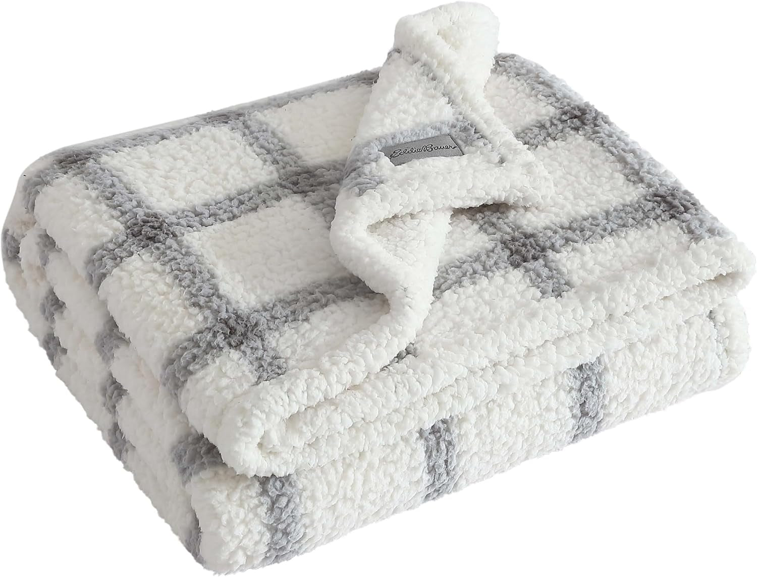 Eddie Bauer - Throw Blanket, Ultra-Soft Plush Bedding with Faux Shearling Reverse, Blanket for Couch & Bed (Bunkhouse Plaid Grey, 50" X 60")