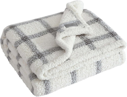 Eddie Bauer - Throw Blanket, Ultra-Soft Plush Bedding with Faux Shearling Reverse, Blanket for Couch & Bed (Bunkhouse Plaid Grey, 50" X 60")