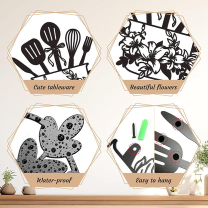 Floral Kitchen Utensil Metal Wall Decor, Stylish Kitchen Wall Art & Farmhouse Kitchen Wall Decor, Ideal Kitchen Signs Wall Decor Easter Mother'S Day Gift (Easter)