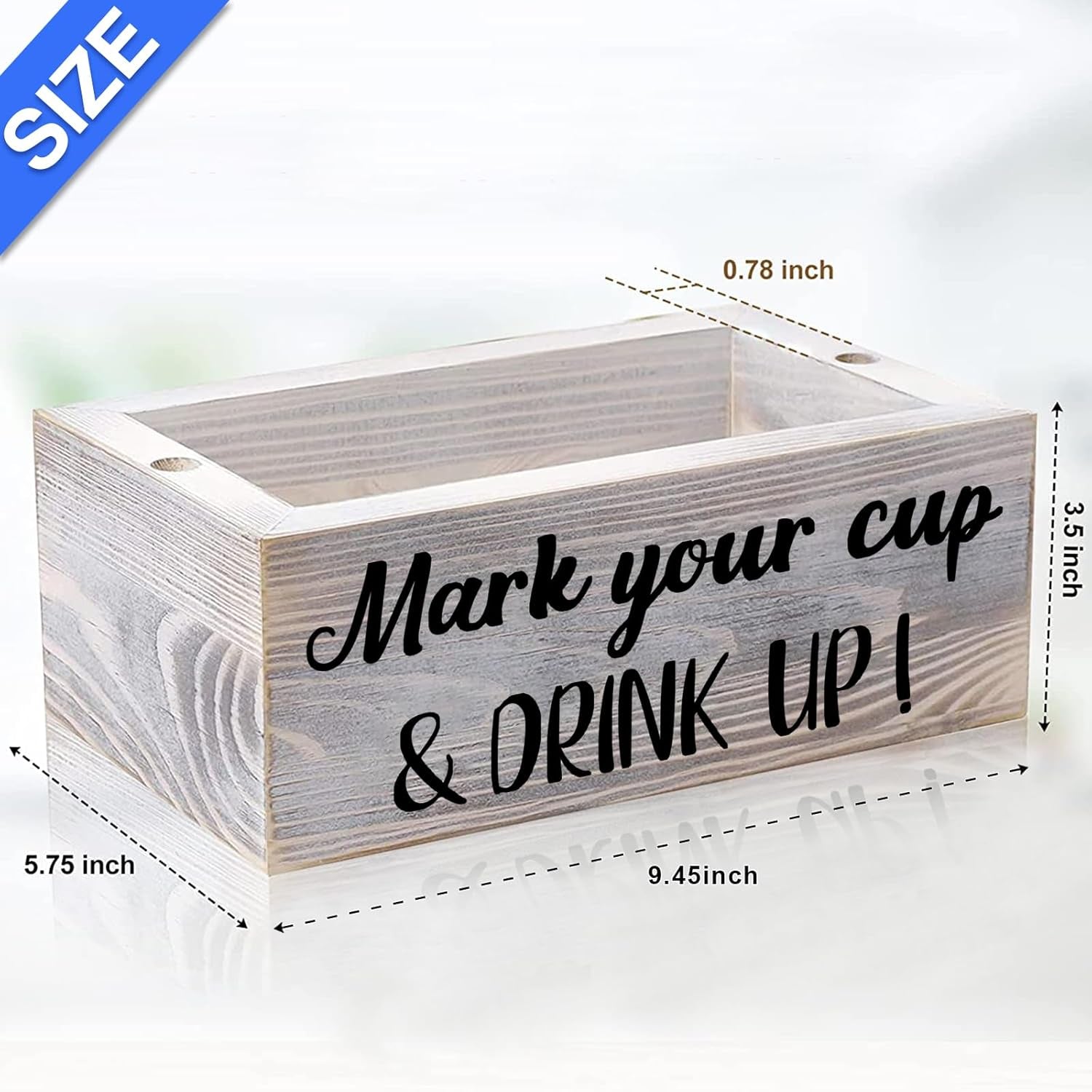 Wooden Cup Holder with Marker Slot Mark Your Cup and Drink up Disposable Plastic Cup Organizer & Dispenser for Hosting Party Essentials- Farmhouse Bar Party Decor Housewarming Hostess