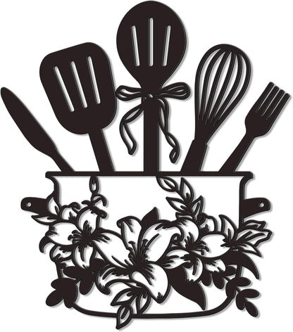 Floral Kitchen Utensil Metal Wall Decor, Stylish Kitchen Wall Art & Farmhouse Kitchen Wall Decor, Ideal Kitchen Signs Wall Decor Easter Mother'S Day Gift (Easter)
