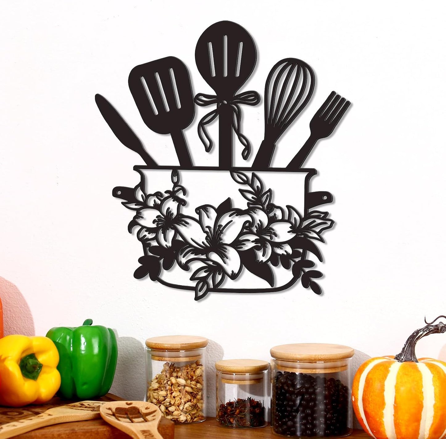 Floral Kitchen Utensil Metal Wall Decor, Stylish Kitchen Wall Art & Farmhouse Kitchen Wall Decor, Ideal Kitchen Signs Wall Decor Easter Mother'S Day Gift (Easter)