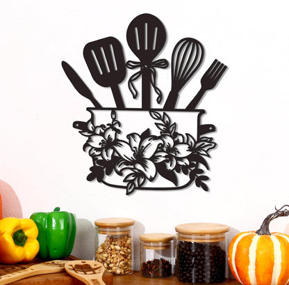 Floral Kitchen Utensil Metal Wall Decor, Stylish Kitchen Wall Art & Farmhouse Kitchen Wall Decor, Ideal Kitchen Signs Wall Decor Easter Mother'S Day Gift (Easter)