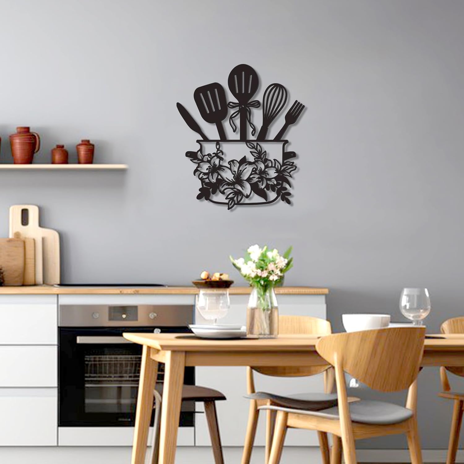 Floral Kitchen Utensil Metal Wall Decor, Stylish Kitchen Wall Art & Farmhouse Kitchen Wall Decor, Ideal Kitchen Signs Wall Decor Easter Mother'S Day Gift (Easter)