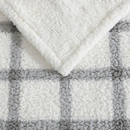 Eddie Bauer - Throw Blanket, Ultra-Soft Plush Bedding with Faux Shearling Reverse, Blanket for Couch & Bed (Bunkhouse Plaid Grey, 50" X 60")