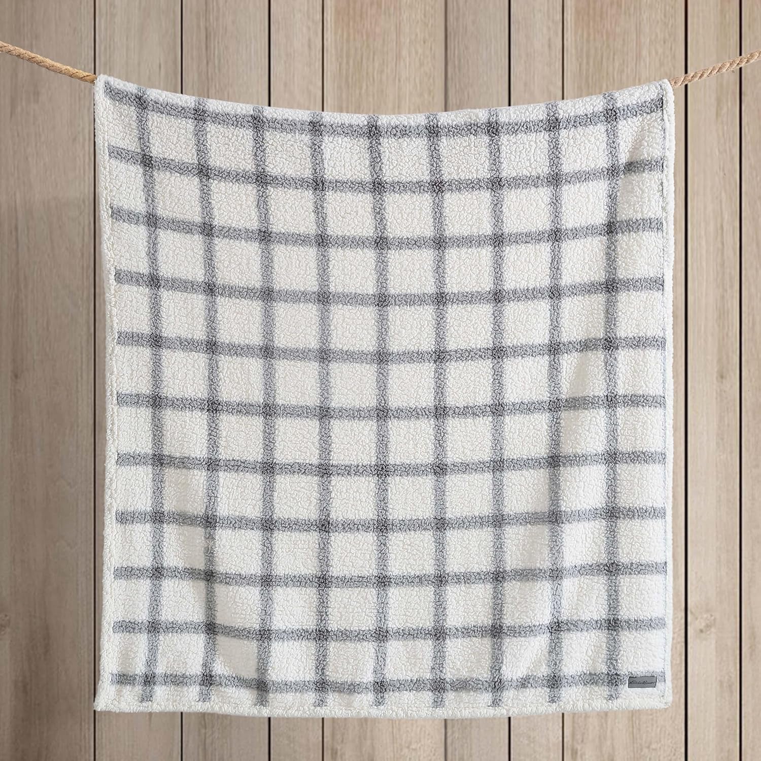 Eddie Bauer - Throw Blanket, Ultra-Soft Plush Bedding with Faux Shearling Reverse, Blanket for Couch & Bed (Bunkhouse Plaid Grey, 50" X 60")