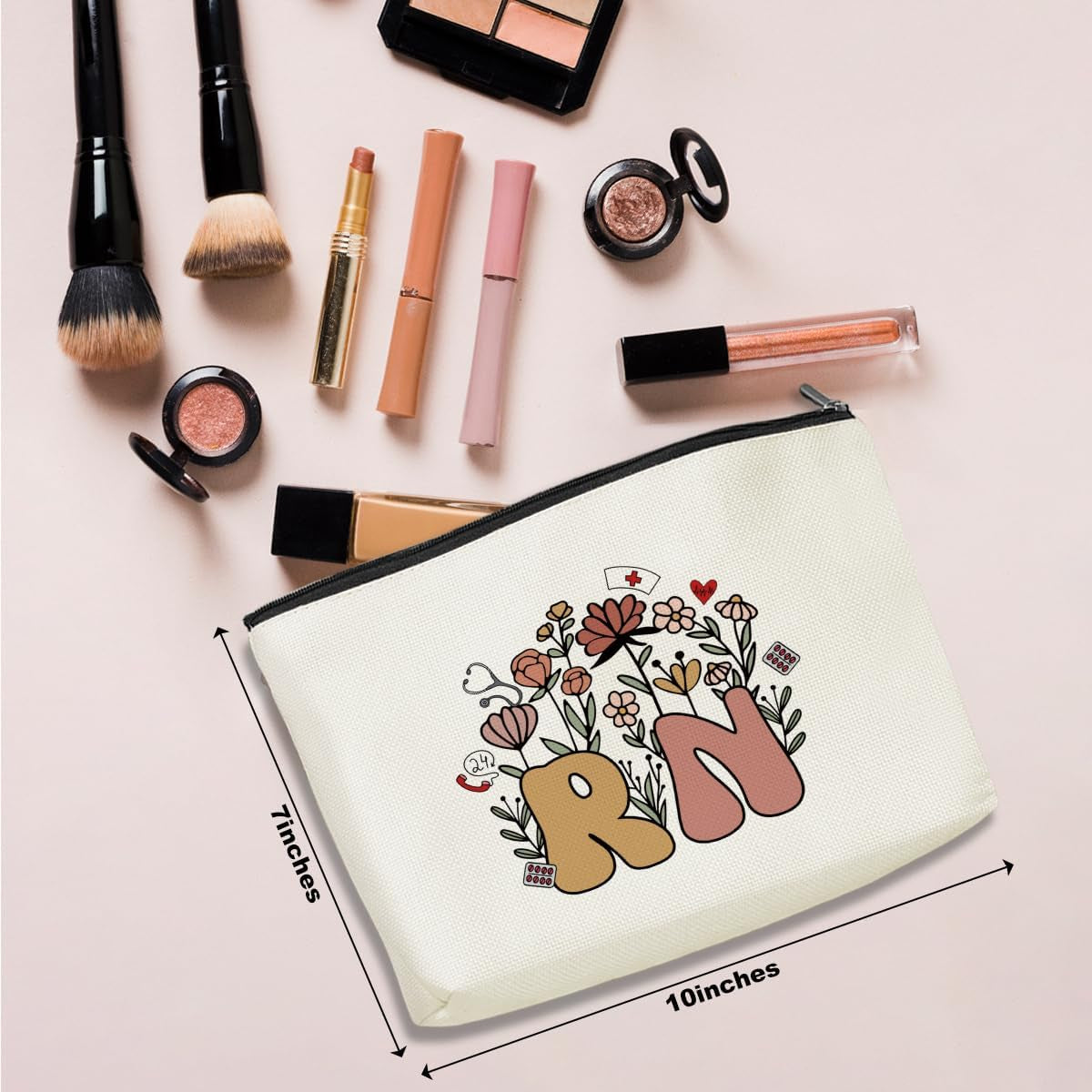 Inspirational RN Gifts for Nurses Makeup Bag Nursing Gifts Nurse Accessories Cosmetic Bag for Women Nurse Practitioner Nurse Medical Assistant Coworker Nursing Student Appreciation Christmas Birthday