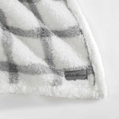 Eddie Bauer - Throw Blanket, Ultra-Soft Plush Bedding with Faux Shearling Reverse, Blanket for Couch & Bed (Bunkhouse Plaid Grey, 50" X 60")